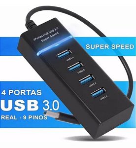 Hub Usb 3.0 Com 4 Portas De Alta Velocidade Hub4P-303Kley-200