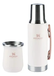 Kit De Chimarrão Completo Vacuum Flask Set 1.2L 8160 Com Cuia De Mate 160Ml Branco Rose Quartz