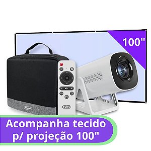 Kit Projetor Led Multimídia C/ Android + Tecido Projeção 100" - Knup - Kp-Pj010