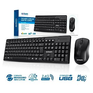 Kit Teclado E Mouse Sem Fio - Exbom - Bk-S1000F