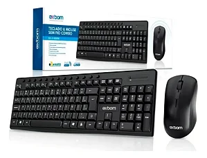 Kit Teclado E Mouse Sem Fio Preto Com Alta Conectividade Exbom Bk-S1000K-Pr