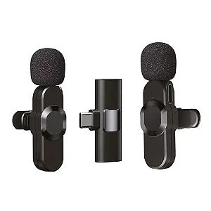 Microfone Profissional Lapela Sem Fio Tipo C Kit Com 2 Onistek On-Mc813