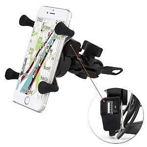 Suporte De Celular Para Moto Com Garra E Usb Lehmox Ley-1601