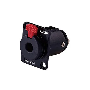 CONECTOR P10 ESTÉREO FÊMEA DE PAINEL PRETO