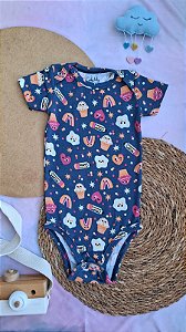 Body Manga Curta Feminino Sorvetinho