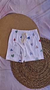 Shorts Suede Corações