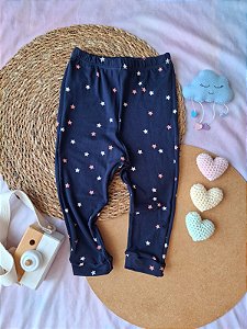 Calça Suede Marinho Estrelinhas