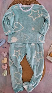 Conjunto Fleece Corações
