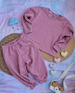 Conjunto Moletom Rosa Retrô