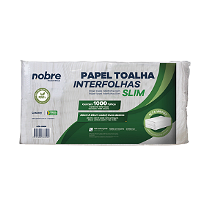 PAPEL TOALHA INTERFOLHADO 2D 20X20 1.000 FLS SLIM NOBRE