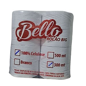 PAPEL HIGIENICO ROLAO FS 8X300M 100% CELULOSE BIG BELLO