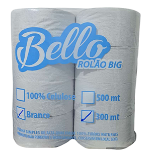 PAPEL HIGIENICO ROLAO FS 8X300M C/ 8RLS BELLO PAPEIS