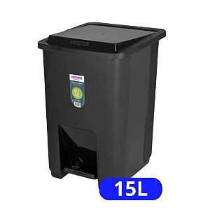LIXEIRA C/ PEDAL 15L PRETA SANREMO