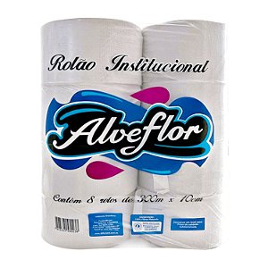 PAPEL HIGIENICO ROLAO FS 9X300M C/ 8RLS BRANCO LUXO ALVEFLOR