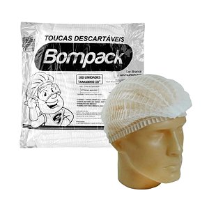 TOUCA DESCARTAVEL TNT SANFONADA C/ 100 BRANCA BOMPACK