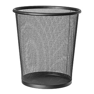 LIXEIRA ESCRITORIO 8L METAL ARAMADO RENDONDA PRETA MOOD