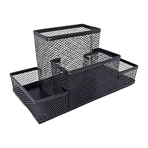 ORGANIZADOR DE MESA ARAMADO 4 COMPARTIMENTOS PRETO BRW
