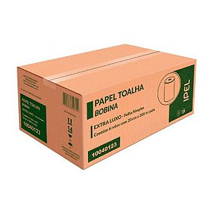 PAPEL TOALHA BOBINA 20CM X 200M C/ 6RLS 24G 100% CELULOSE EXTRA LUXO TRACTION IPEL