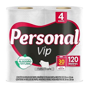 PAPEL HIGIENICO F.DUPLA 30M C/ 4RLS PERSONAL VIP