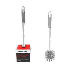 ESCOVA SANITARIA COM SUPORTE BRANCO/CINZA POWERMAID