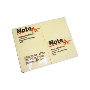 BLOCO ADESIVO 38X50MM C/ 4BLS AMARELO NOTEFIX 3M