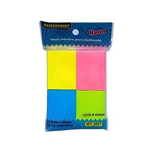 BLOCO ADESIVO 38X50MM C/ 4BLS COLOR NEON MASTERPRINT