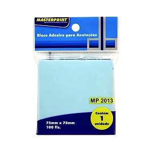 BLOCO ADESIVO 76X76MM AZUL 100FLS MASTERPRINT