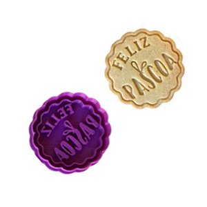 Cortador e Marcador/Feliz Páscoa Escalope para biscoitos, pasta americana, bolachas e massinhas