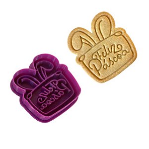 Cortador e Marcador/Feliz Páscoa Orelinhas para biscoitos, pasta americana, bolachas e massinhas