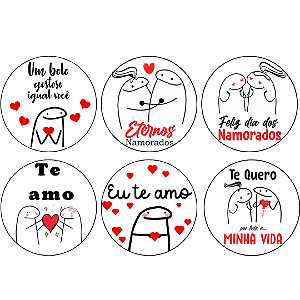 Papel de arroz para Bento Cake e Mini Bolo - Flork Namorados 9cm