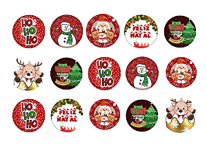 Papel de Arroz Redondo para Pirulito e Cupcake Natal - 5cm