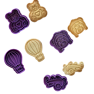 Kit Marcadores e Cortadores Ursinho Aviador Para pasta Americana e Biscoitos