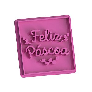 Marcador  Feliz Páscoa Quadrado 5,5cm