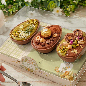 Caixa Páscoa Trio de Ovos 100g Basic Vilarejo - 10 unid.