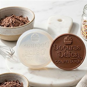 Marcador Carimbo Para Chocolate Personalizado (Molde de Silicone) 4cm