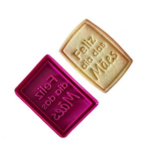 Marcador e cortador Dia Das Mães quadrado (Feliz Dia Das Mães) para biscoitos e pasta americana