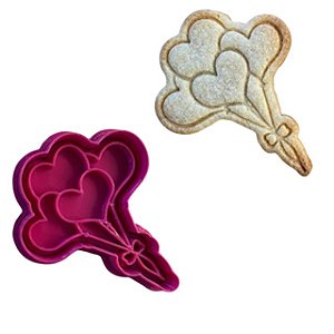 Marcador e Cortador Namorados Balões de Coração Para pasta Americana e Biscoitos