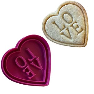 Marcador e Cortador Namorados - Coração Love Para pasta Americana e Biscoitos