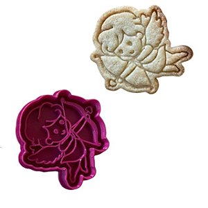 Marcador e Cortador Namorados - Cupido Para pasta Americana e Biscoitos