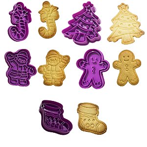 Kit Cortadores e Marcadores de Natal para biscoitos e pasta americana