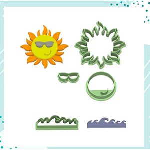 Kit Cortadores Sol com Óculos  6cm e Onda  7cm