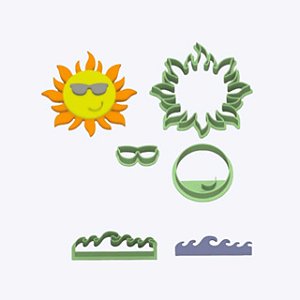 Kit Cortadores Sol com Óculos 6cm e Onda 7cm