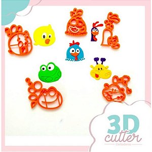 Kit Cortadores Turma da Galinha Musical 5cm