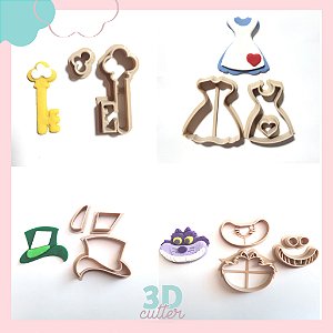 Kit Cortadores Alice  País das Maravilhas - 4cm