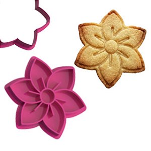 Marcador e Cortador Flor 6 Pétalas para Pasta Americana e Biscoitos