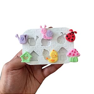 Molde de Silicone Alimentício - Mini Apliques Jardim
