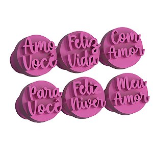 Carimbo para Doces Brigadeiro - Frases de Amor (2,5cm) (Dia dos namorados)