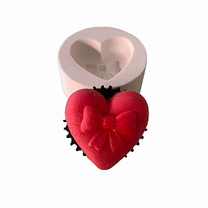 Molde de Silicone para Artesanato - Coração Com Laço
