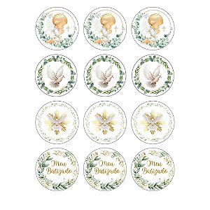 Papel de Arroz Redondo 6cm - Meu Batizado