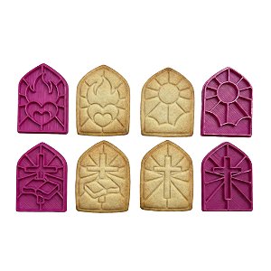 Marcadores e Cortador Religiosos Vitral para Pasta Americana e Biscoitos